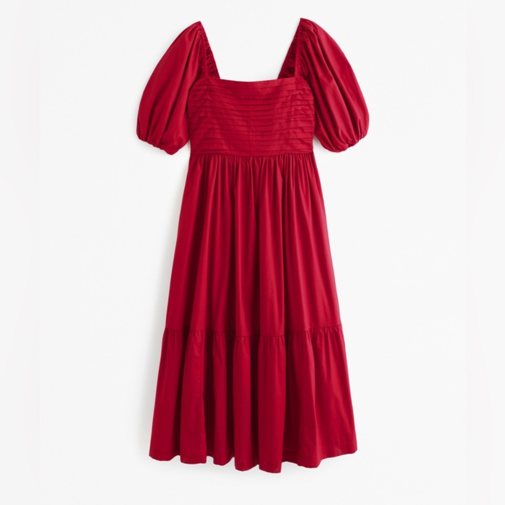 Emerson puff sleeve poplin midi dress